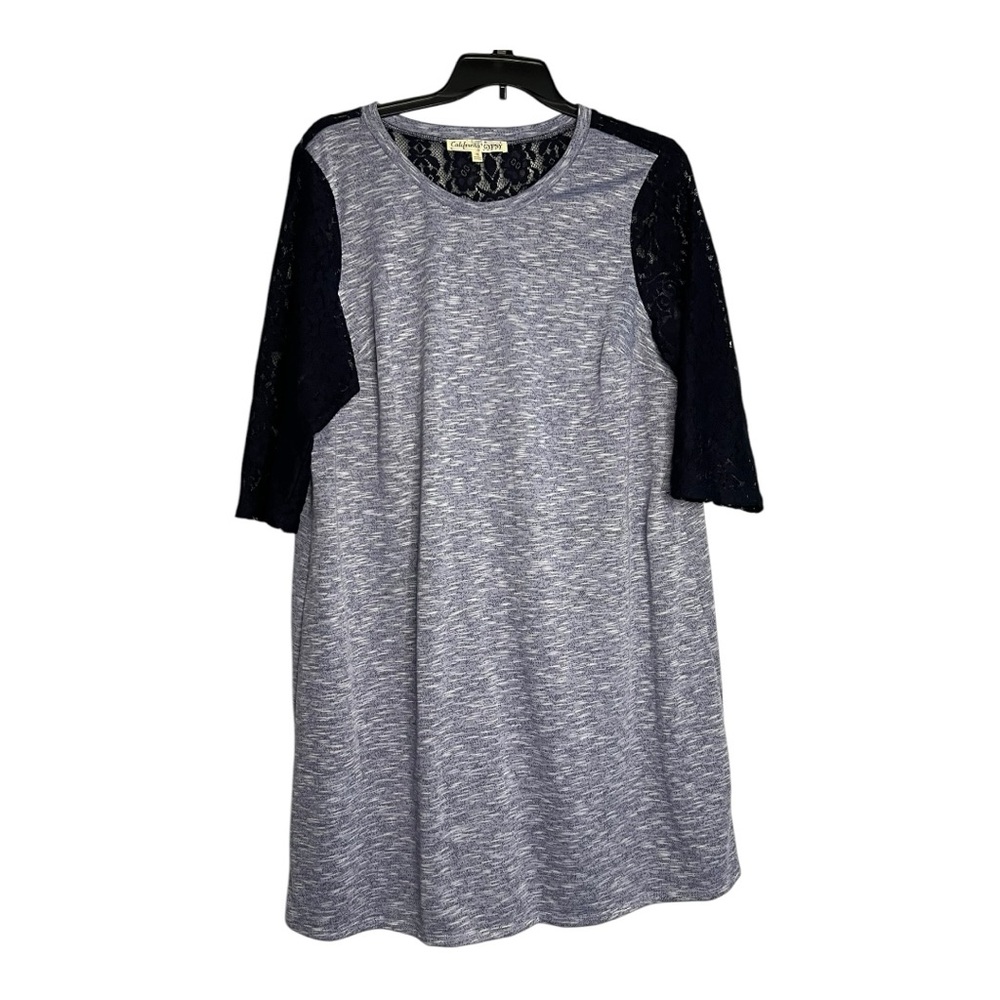 California Gypsy Blue Raglan 3/4 Sleeve Knee-Length Dress EUC BOX23